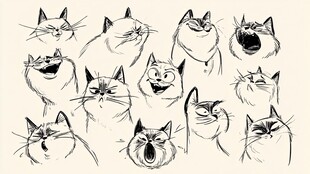 猫咪多样表情手绘集合