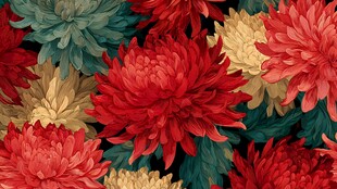 绚丽多彩菊花花卉图案