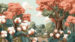 秋日棉花林美景