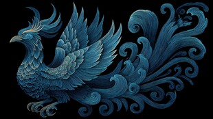 蓝色凤凰 华丽中式祥瑞图案