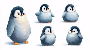 可爱企鹅的多样萌趣姿态