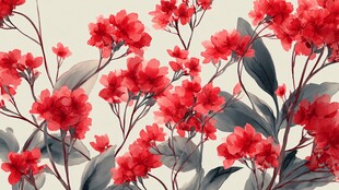 水墨红花朵朵开