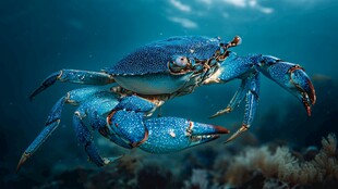 深海蓝蟹的优雅瞬间