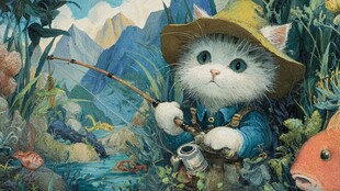 戴帽小猫的奇幻钓鱼之旅