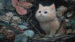 梦幻森林中的探险小猫