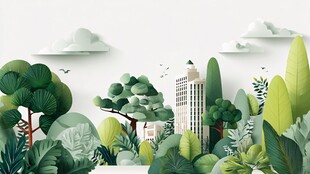 城市中的绿意盎然景观