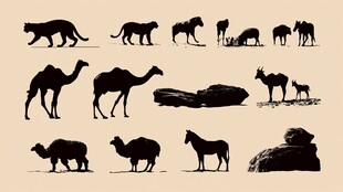 动物剪影集合 豹驼羊等