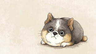 趴着的可爱卡通小狗