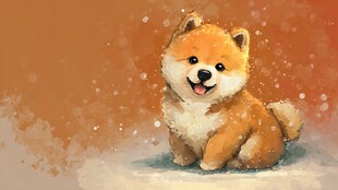 雪地中的可爱柴犬