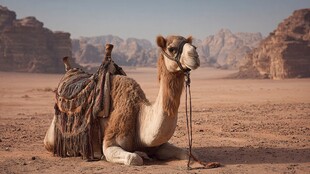 沙漠中休憩的骆驼