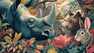 奇幻丛林中的动物聚会