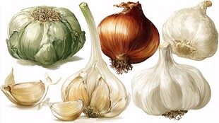 新鲜蔬菜组合 蒜 葱 甘蓝