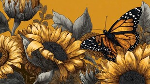 向日葵上的美丽蝴蝶