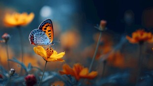 蝶栖黄花间 梦幻自然景