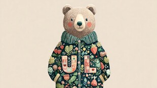 可爱小熊穿印花毛衣