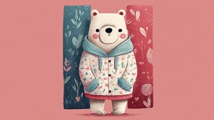 可爱小熊身着花衣萌态足