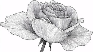 手绘素描玫瑰花特写