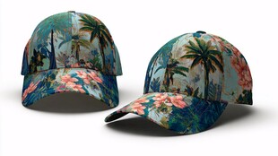 热带花卉图案棒球帽