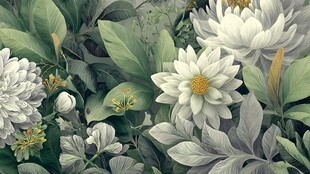 素雅花卉绿植精致插画