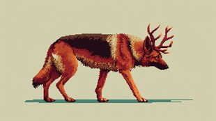 长着鹿角的德国牧羊犬