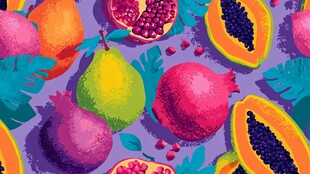 多彩水果插画图案