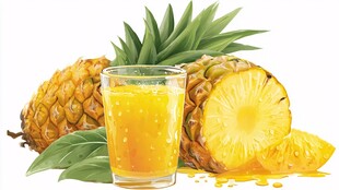 新鲜菠萝与美味菠萝汁