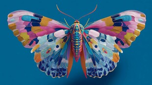 梦幻多彩蝴蝶插画作品