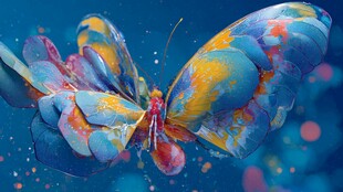 梦幻绚丽彩蝶在深海飞舞