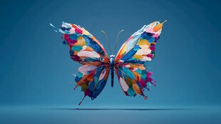 彩色泼墨蝴蝶艺术图像