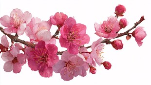 娇艳绽放的粉色桃花枝