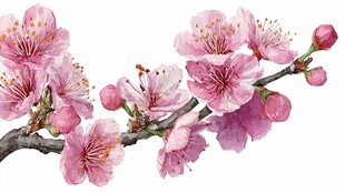 粉色绽放的娇艳花枝