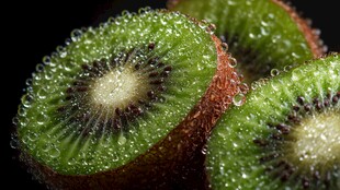 水润猕猴桃切片特写