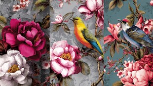 花鸟图案 绚丽花卉与灵动鸟儿