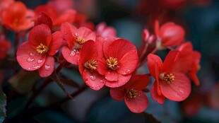 娇艳红海棠 露珠映芳华