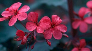 娇艳欲滴的粉红色花朵