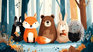 森林里的可爱动物伙伴