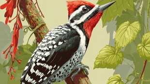 栖息枝头的啄木鸟