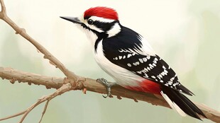 栖息枝头的啄木鸟