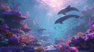 梦幻海底世界的海豚畅游