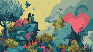 情侣崖边赏景爱意弥漫