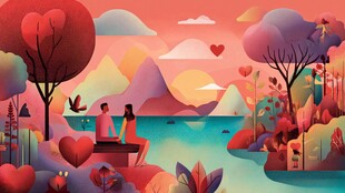 浪漫情侣赏景温馨时刻