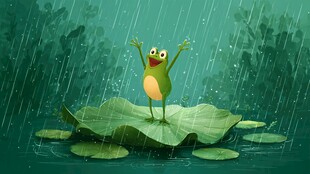 雨中欢跳的青蛙