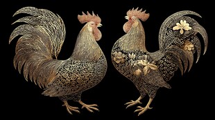 双雄公鸡 精美金属工艺