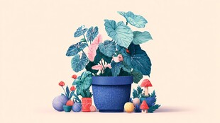 梦幻盆栽植物插画