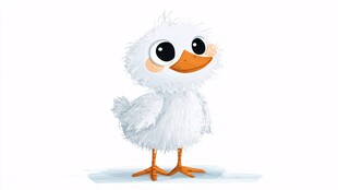 可爱毛茸茸小白鸡插画