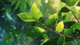 清新绿叶 自然光影之美