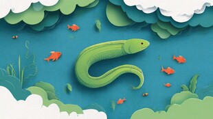 绿鳗悠游于海底梦幻世界