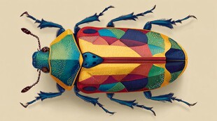 多彩几何图案甲虫插画