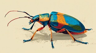 五彩斑斓甲虫插画