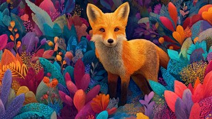 梦幻丛林中的橙色小狐狸